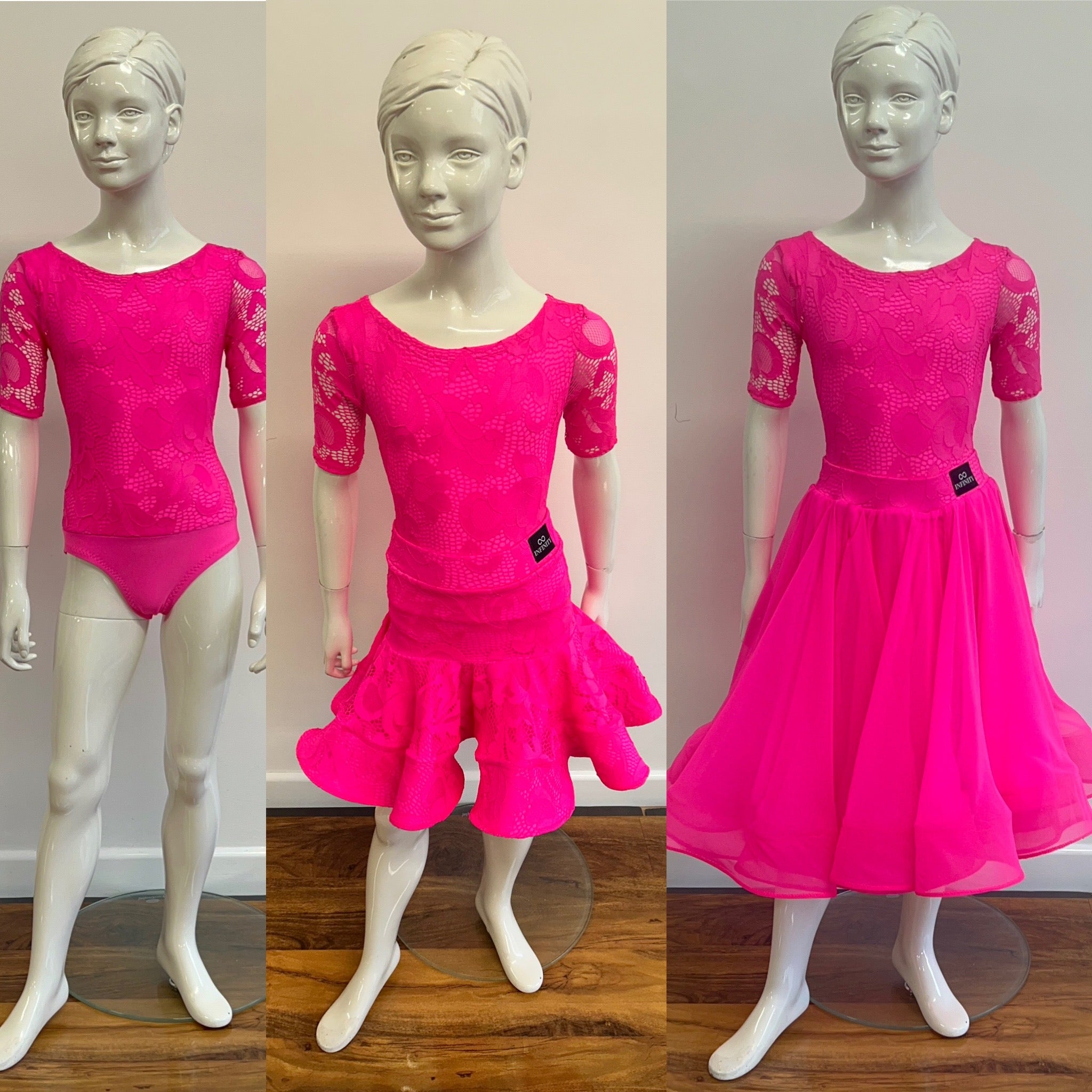 Three Piece - Pink Stretch Lace