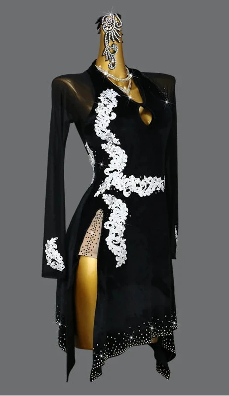 Black dress with white lace 