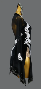 Black dress with white lace details