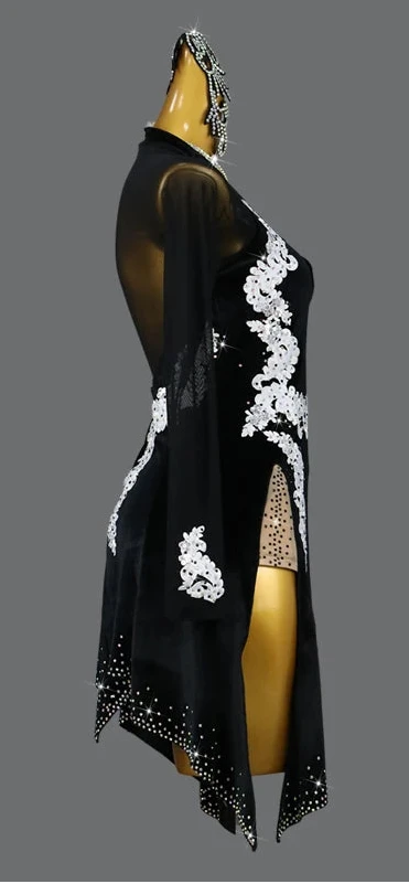 Black dress with white lace details