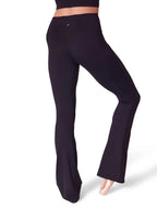 Rear view of the black high-waisted Capezio® Soft Elegance leggings, showing the seamless seat design and placement position for the reflective HD logo.