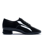 Contra Pro black patent men's ballroom shoe — side view, International Dance Shoes