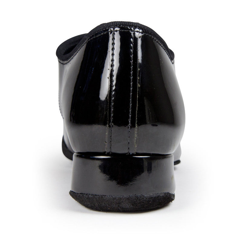 Contra Pro black patent men's ballroom shoe — sole and wrap detail, International Dance Shoes