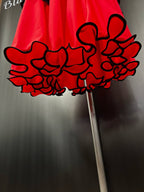 Flavia Dance Skirt — close-up of waterfall flounces and thick contrast corded hem