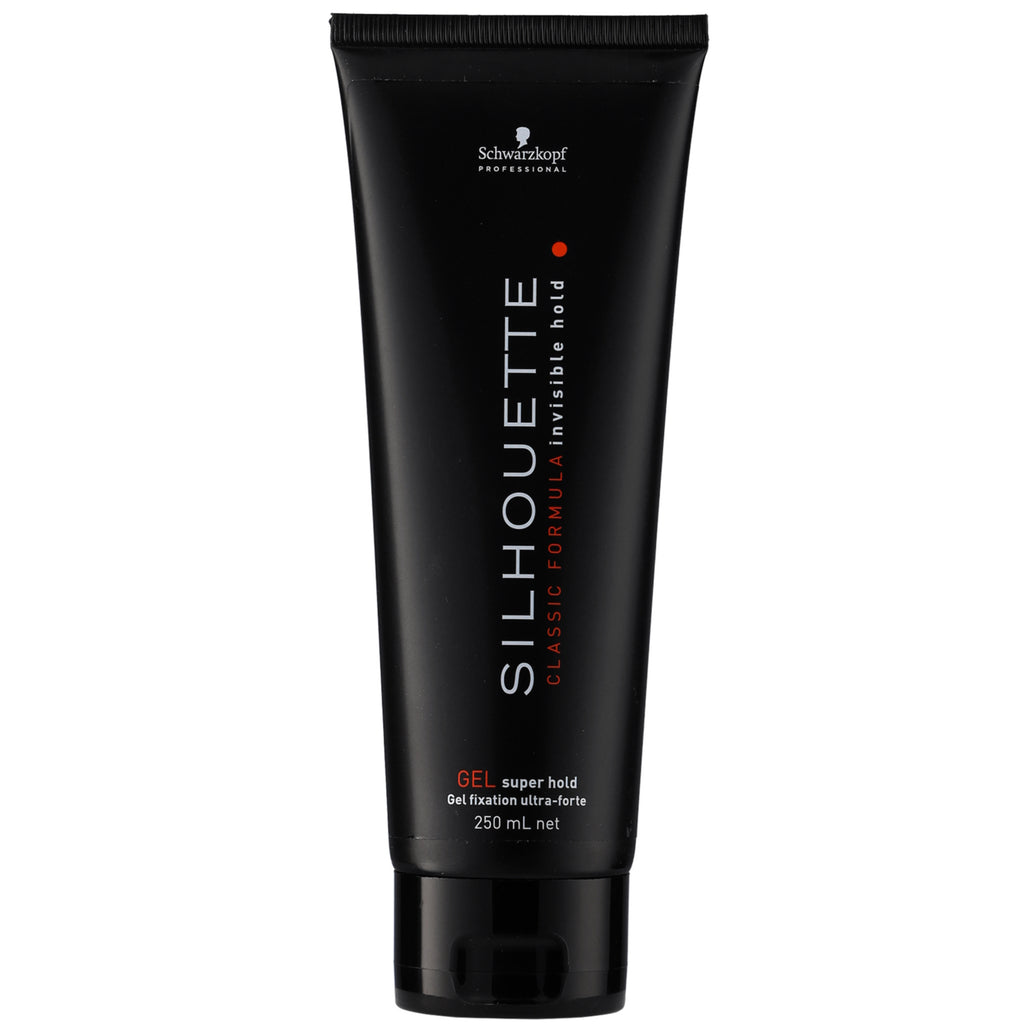 Schwarzkopf Silhouette Super Hold Gel 250ml tube for ballroom dance hair styling.