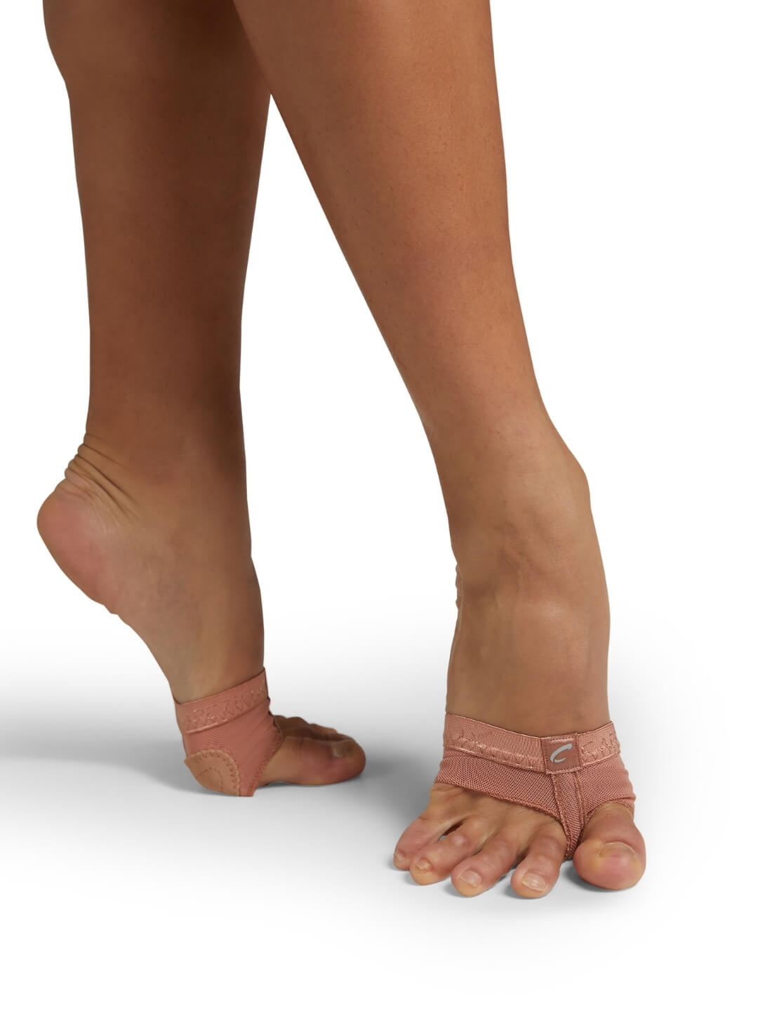 Capezio H07 footUndeez foot thongs in Light Suntan, worn