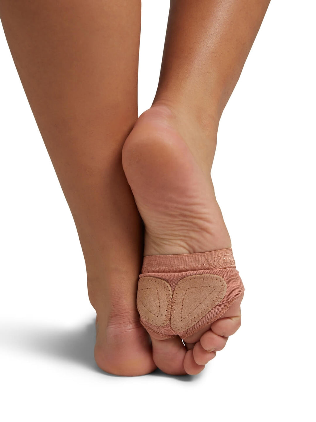Capezio H07 footUndeez in Light Suntan — on the foot