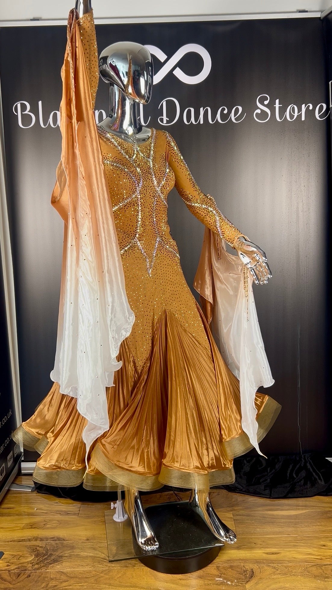 Nordin Exclusive Designs Tan and White Ombré Ballroom Dress.