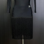 Electra girls Latin fringe skirt in black — movement detail, Blackpool Dance Store