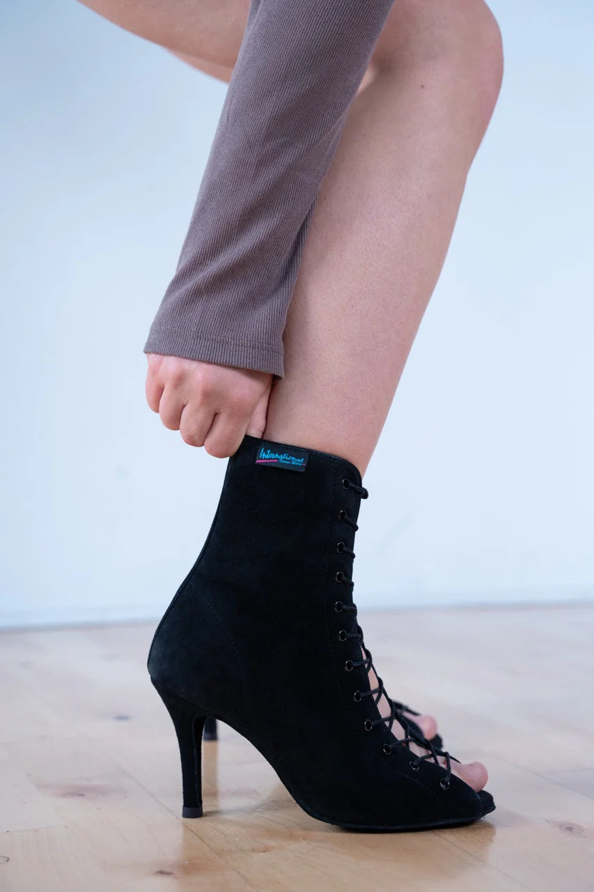 The Hannah Boot Black Suede Heels | International Dance Shoes
