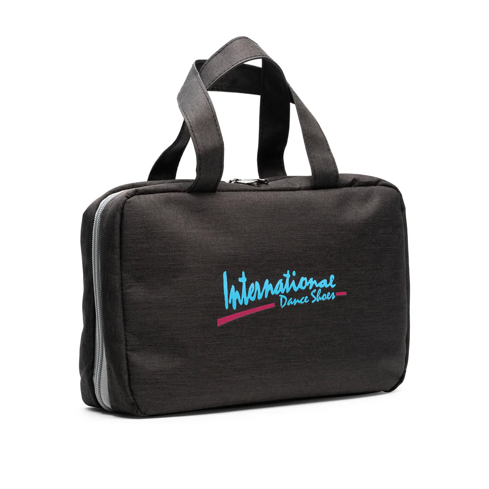Black International Dance Shoes hanging Essentials Bag  closed external view