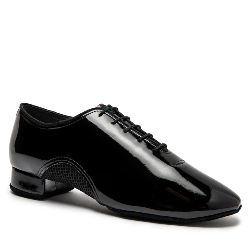Romeo Men's Ballroom Shoes in Black Patent featuring breathable arch mesh inserts by Blackpool Dance Store