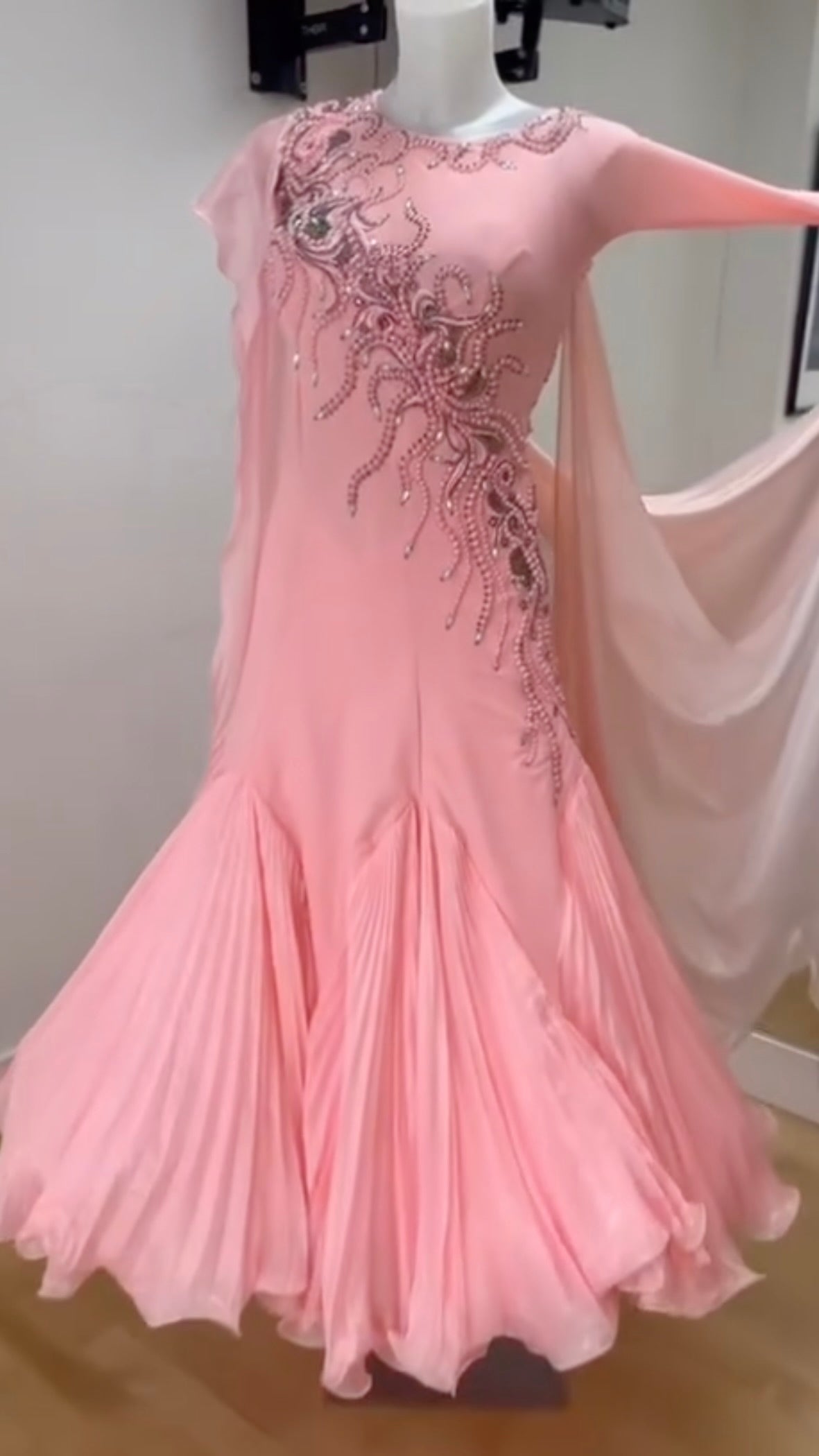 Nordin Exclusive Designs Blush and White Ombré Ballroom Dress.