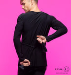 Back view of the Everett men's Latin top with sash
