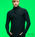 Bryan for Chrisanne Clover Phoenix men's Latin top in black — ruched high neck