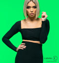 Carmen for Chrisanne Clover Brigitte cropped top in black — square neckline