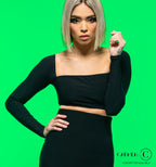 Carmen for Chrisanne Clover Brigitte cropped top in black — square neckline