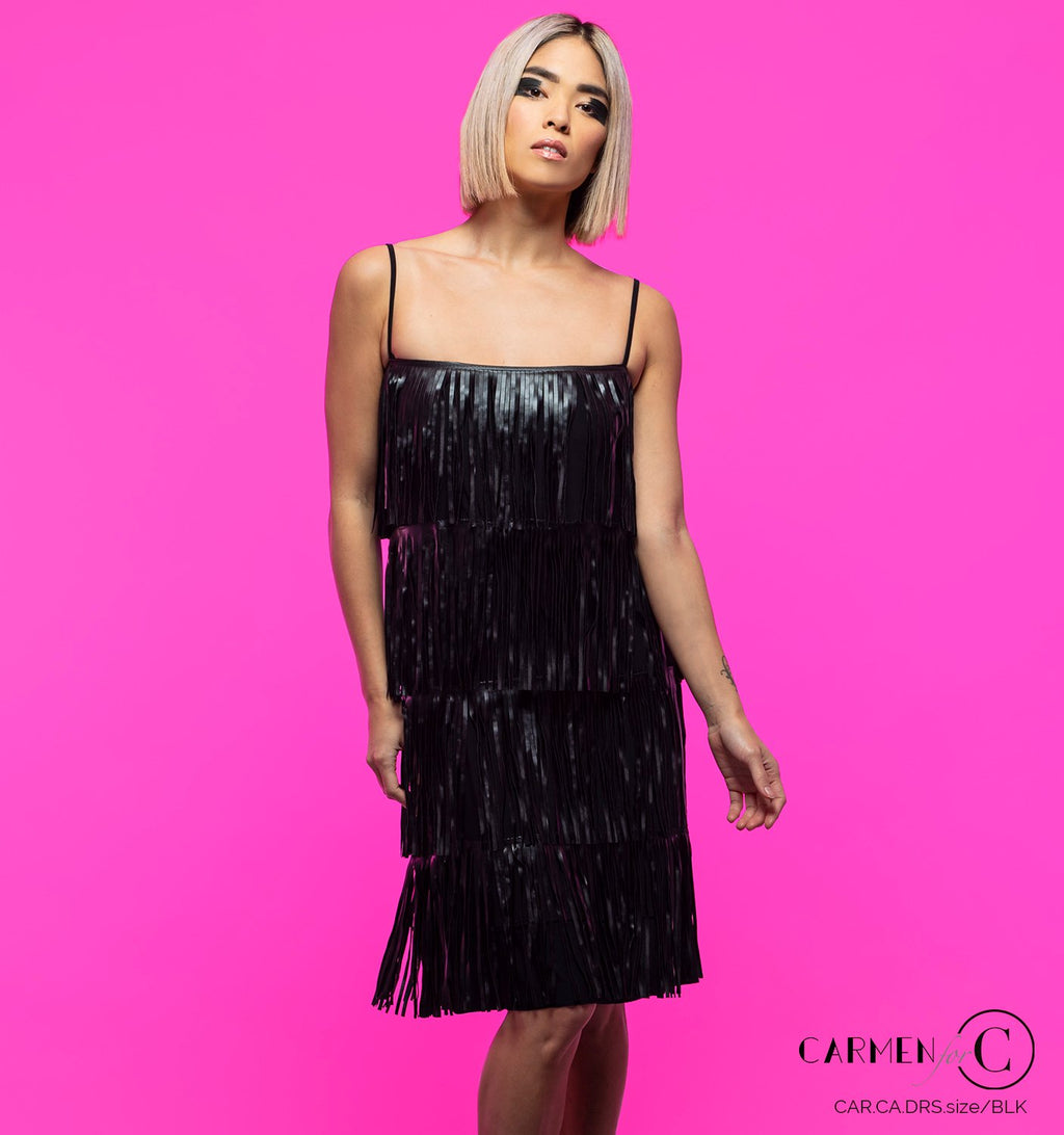 Carmen fringe Latin dress with spaghetti straps
