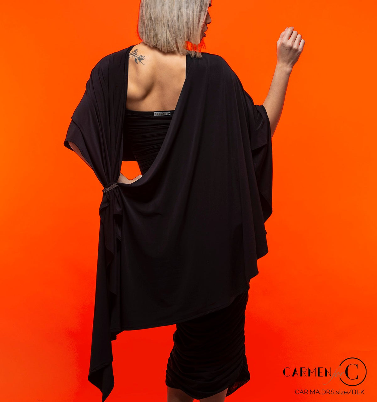 Carmen for Chrisanne Clover Marilyn dress styled with a drape