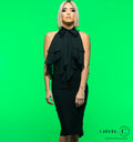 Carmen for Chrisanne Clover Rita halter top in black — full-length front view
