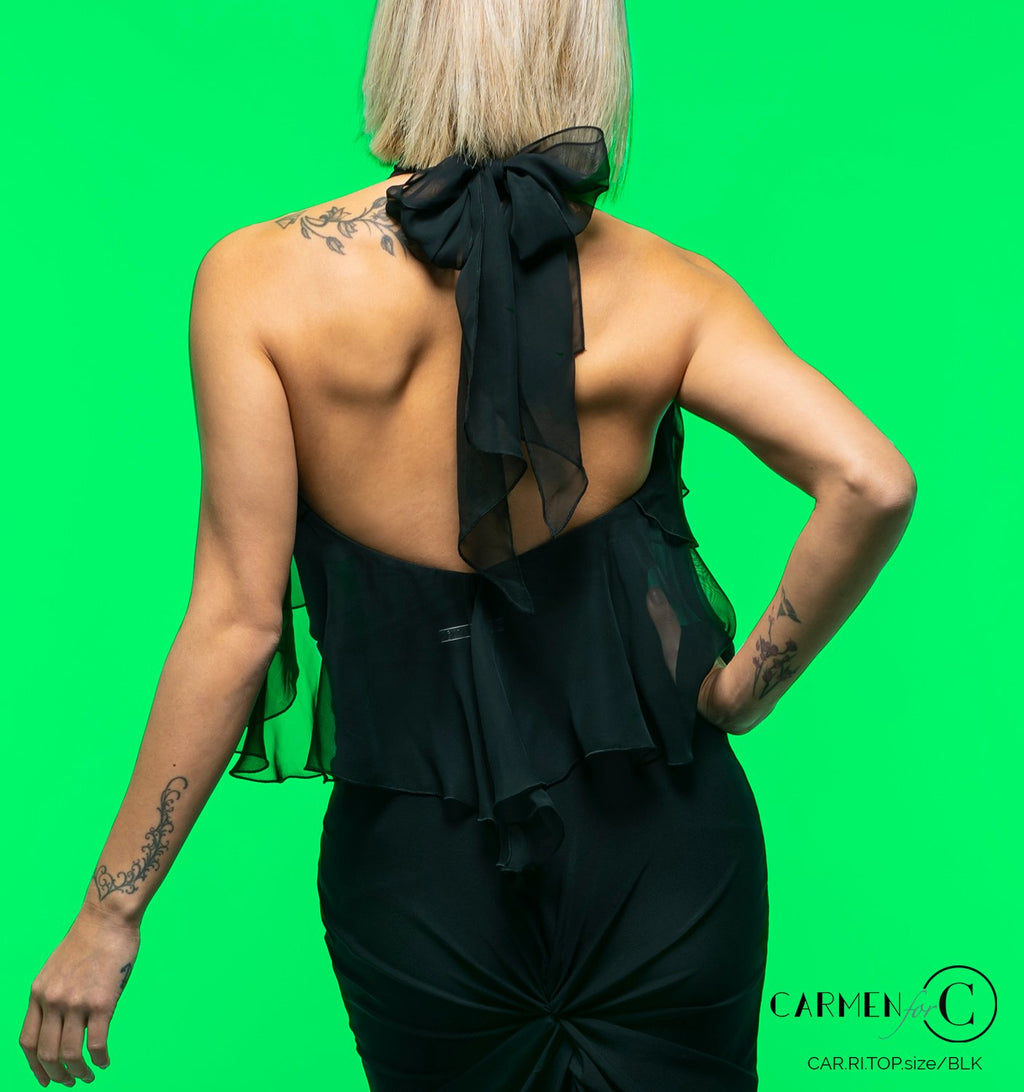 Back view of the Rita top showing the open back