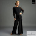 Chrisanne Clover Anya palazzo dance trousers in black — full-length front view