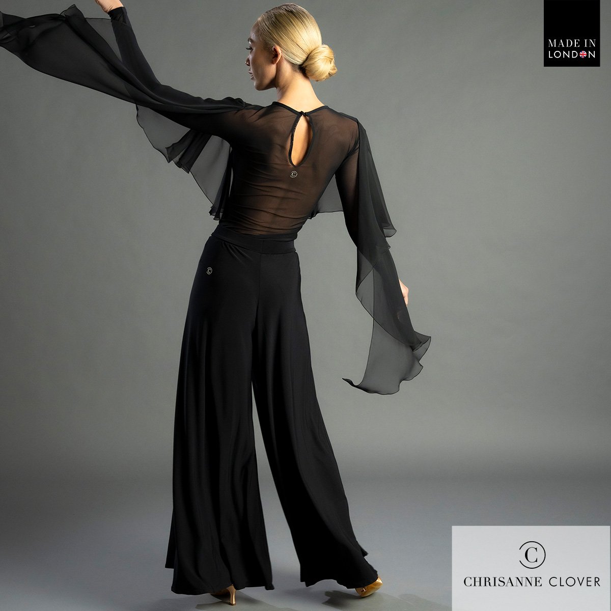 Chrisanne Clover Anya palazzo trousers showing the side split