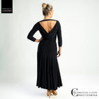 Back view of the Bellatrix dance top with the Capella Ballroom skirt