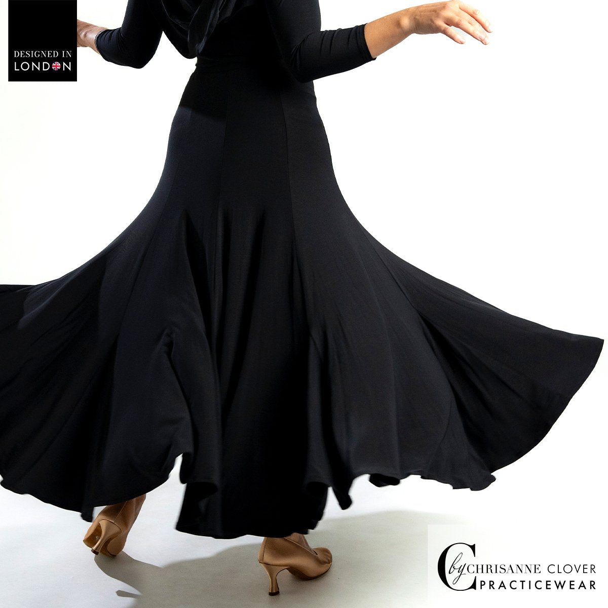 Chrisanne Clover Capella Ballroom skirt swinging out in a turn