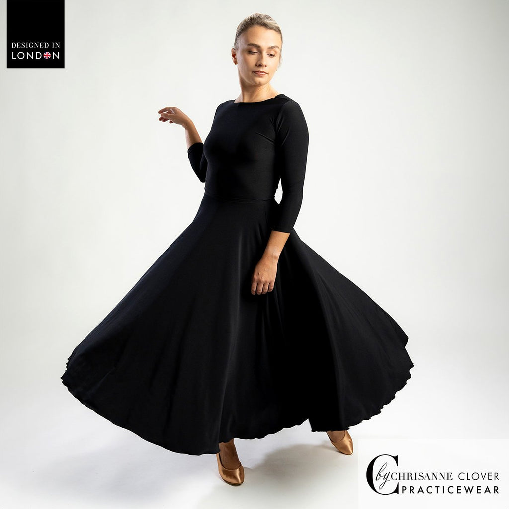 Back view of the Clio Ballroom skirt with the Gaia top