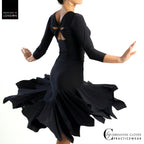 Chrisanne Clover Comet Latin skirt in black, flaring out in a turn