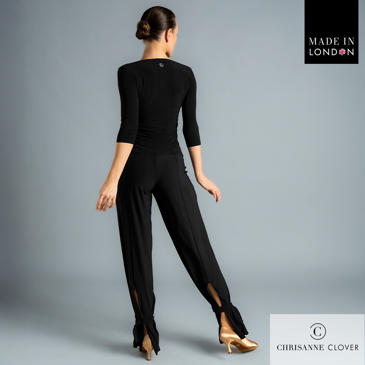 Chrisanne Clover Emanuela trousers worn with a long sleeve practice top