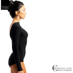 Side view of the Chrisanne Clover Eris leotard with long sleeves