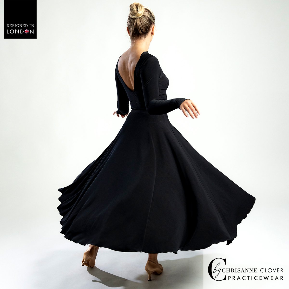 Chrisanne Clover Eris leotard worn with the Clio Ballroom skirt