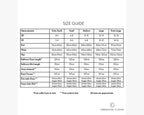 Official size measurement chart and fitting guide for the ladies Chrisanne Clover Kira Latin practice dress range.