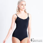 Chrisanne Clover Lynx strappy dance leotard in black — front view