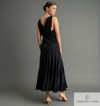 Side profile silhouette of the Chrisanne Clover Marcella sleeveless dance top, styled with practice trousers for Ballroom, Latin, and Sequence dance rounds.
