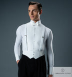 Neck detail of the Chrisanne Clover Ballroom competition shirt