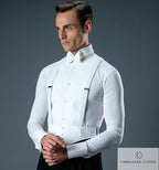 Chrisanne Clover men's smooth fit Ballroom competition shirt in white, front view