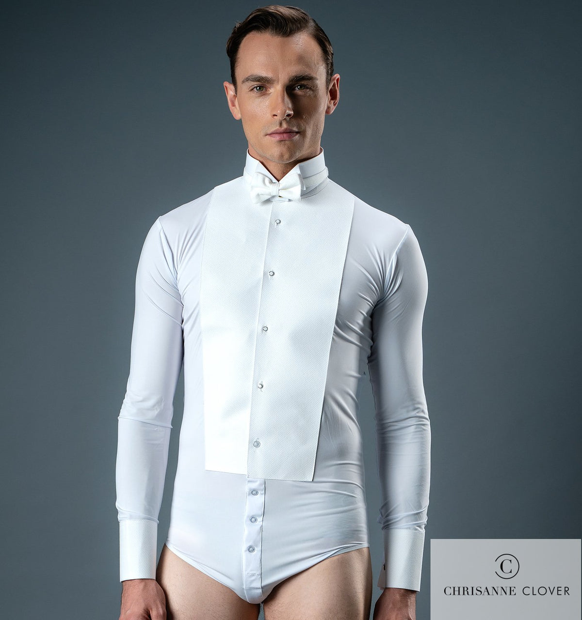 Chrisanne Clover competition shirt showing the one-piece body with poppers