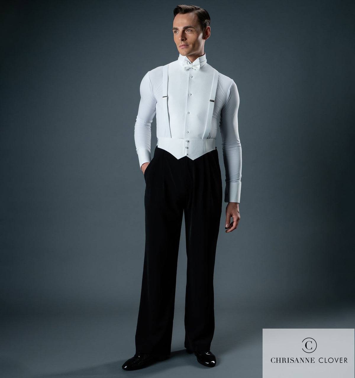 Chrisanne Clover competition shirt worn with Ballroom trousers