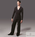 Chrisanne Clover men's belted Latin top in black — full-length view