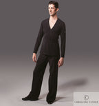 Chrisanne Clover men's belted Latin top in black — full-length view