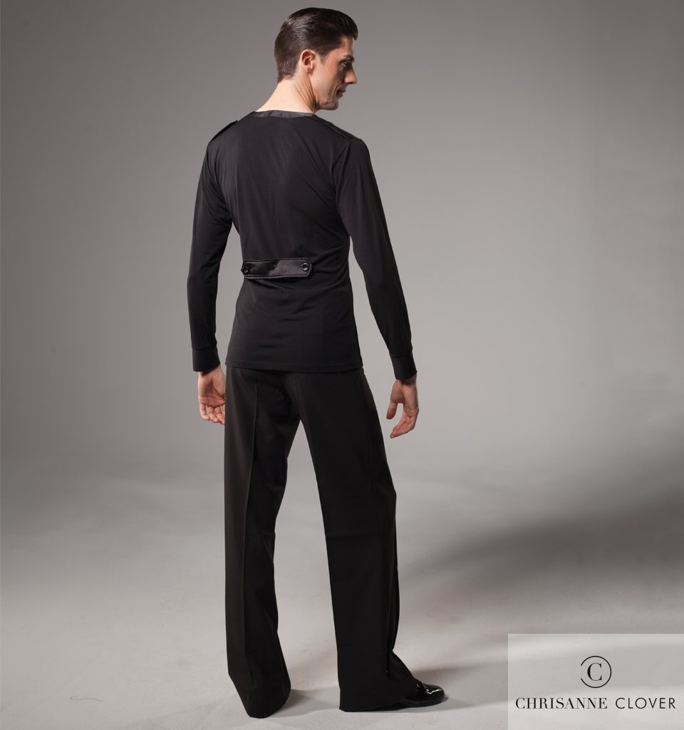 Chrisanne Clover men's low V neck Latin top — back view