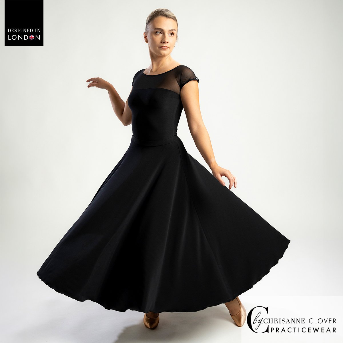 Chrisanne Clover Taurus leotard worn with the Clio Ballroom skirt