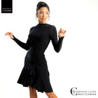 Chrisanne Clover Theia Latin skirt worn with the Eris long sleeve dance leotard