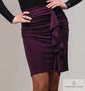 Chrisanne Clover Trixie ruched Latin skirt in plum — front frill