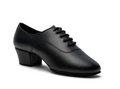 Dansport Boys MST Flex black leather split-sole Latin dance shoe for junior competitors featuring a flexible arch and stable 1.5 inch Latin heel profile.