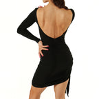 Close-up of the DSI 3280 wrap skirt’s asymmetric hem from the back
