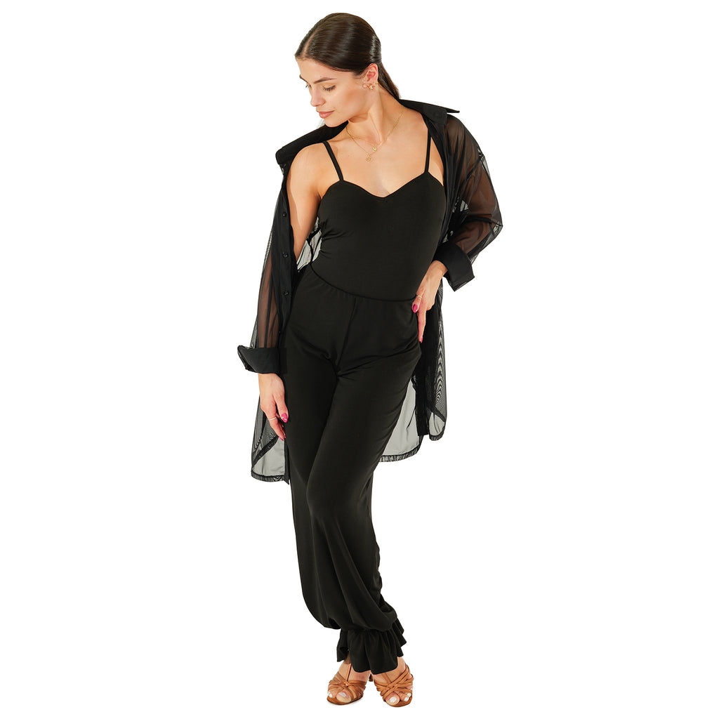 DSI 3282 cuff leg trousers worn with the DSI sweetheart leotard and mesh shirt